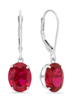 Cheapest 👍 Sterling Silver Oval Created Ruby Dangle Earrings by Belk & Co. 👏