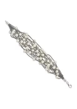 Best Sale 🔥 Sterling Silver Rhodium-plated 6-7mm White Freshwater Cultured Pearl Multi-strand Bracelet by Belk & Co. 😀 -DealsBelk & Co. Store Belk 32586