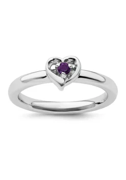Coupon 💯 1/10 ct. t.w. Amethyst Stackable Expressions Heart Ring in Sterling Silver by Belk & Co. 😍 -DealsBelk & Co. Store Belk 32614