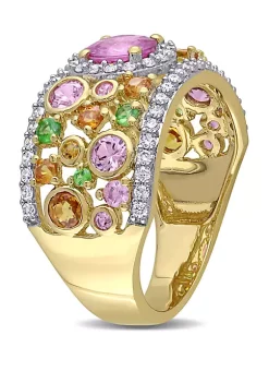 Best Sale ❤️ 2.35 ct. t.w. Pink, Orange, Yellow Sapphire, 1/4 ct. t.w. Tsavorite and 1/2 ct. t.w. Diamond Halo Cuff Ring in 14k Yellow Gold by Belk & Co. 🔥 5 Best Sale ❤️ 2.35 ct. t.w. Pink, Orange, Yellow Sapphire, 1/4 ct. t.w. Tsavorite and 1/2 ct. t.w. Diamond Halo Cuff Ring in 14k Yellow Gold by Belk & Co. 🔥 -DealsBelk & Co. Store Belk 32625