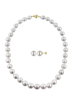 Discount 🎁 9-11MM, 9-10MM South Sea Cultured Pearl Necklace Set with 14k Yellow Gold Clasp by Belk & Co. 🔔 -DealsBelk & Co. Store Belk 32632