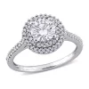 Outlet ❤️ Lab Created 1 ct. t.w. Moissanite and 1/3 ct. t.w. Diamond Double Halo Engagement Ring in 14k White Gold by Belk & Co. 👏