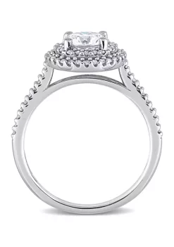 Outlet ❤️ Lab Created 1 ct. t.w. Moissanite and 1/3 ct. t.w. Diamond Double Halo Engagement Ring in 14k White Gold by Belk & Co. 👏 -DealsBelk & Co. Store Belk 32651
