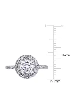 Outlet ❤️ Lab Created 1 ct. t.w. Moissanite and 1/3 ct. t.w. Diamond Double Halo Engagement Ring in 14k White Gold by Belk & Co. 👏 -DealsBelk & Co. Store Belk 32652