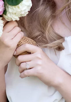 Outlet ❤️ Lab Created 1 ct. t.w. Moissanite and 1/3 ct. t.w. Diamond Double Halo Engagement Ring in 14k White Gold by Belk & Co. 👏 -DealsBelk & Co. Store Belk 32653