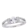 Deals 😍 1 ct. t.w. Lab Created White Sapphire and 1/3 ct. t.w. Diamond Split Shank Engagement Ring in 10K White Gold by Belk & Co. 😉
