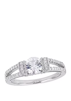 Deals 😍 1 ct. t.w. Lab Created White Sapphire and 1/3 ct. t.w. Diamond Split Shank Engagement Ring in 10K White Gold by Belk & Co. 😉 -DealsBelk & Co. Store Belk 32669