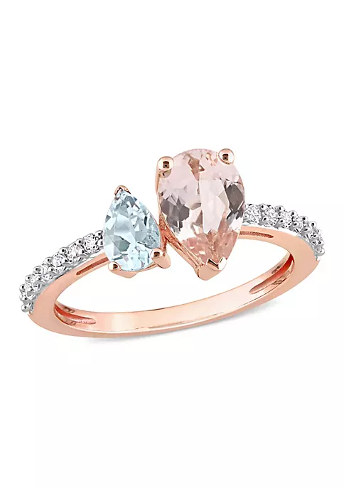 Brand new โ Pear Shape Morganite, Aquamarine and White Topaz Ring in 10k Rose Gold by Belk & Co. ๐งจ 6 Brand new โ Pear Shape Morganite, Aquamarine and White Topaz Ring in 10k Rose Gold by Belk & Co. ๐งจ - Image 6