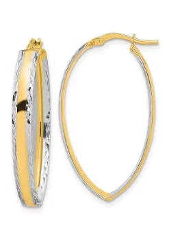 Promo 🎉 14K Yellow Gold White Rhodium Polished and Diamond Cut In and Out Hoop Earring by Belk & Co. 😉