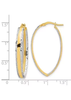 Promo 🎉 14K Yellow Gold White Rhodium Polished and Diamond Cut In and Out Hoop Earring by Belk & Co. 😉 -DealsBelk & Co. Store Belk 32689