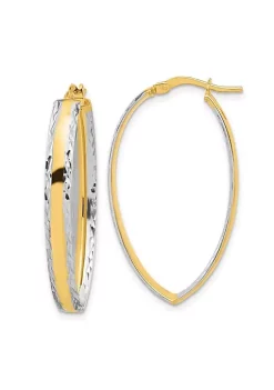 Promo 🎉 14K Yellow Gold White Rhodium Polished and Diamond Cut In and Out Hoop Earring by Belk & Co. 😉 -DealsBelk & Co. Store Belk 32690