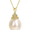 New ❤️ 9-10MM South Sea Cultured Pearl and Diamond Accent Necklace in 14k Yellow Gold by Belk & Co. 🧨