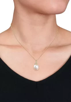 New ❤️ 9-10MM South Sea Cultured Pearl and Diamond Accent Necklace in 14k Yellow Gold by Belk & Co. 🧨 8 New ❤️ 9-10MM South Sea Cultured Pearl and Diamond Accent Necklace in 14k Yellow Gold by Belk & Co. 🧨 -DealsBelk & Co. Store Belk 32704
