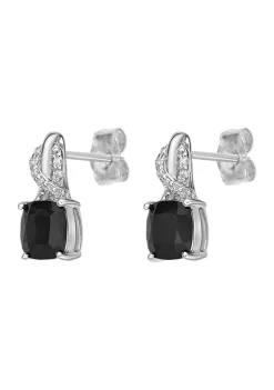 Outlet 🥰 1.6 ct. t.w. Black Onyx and Diamond Accent Earrings in Sterling Silver by Belk & Co. 🎁 -DealsBelk & Co. Store Belk 32715