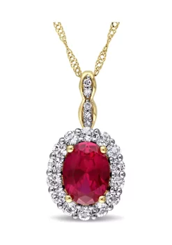 Best reviews of ✨ Oval Created Ruby, White Topaz and Diamond Accent Vintage Pendant with Chain in 14k Yellow Gold by Belk & Co. 🛒