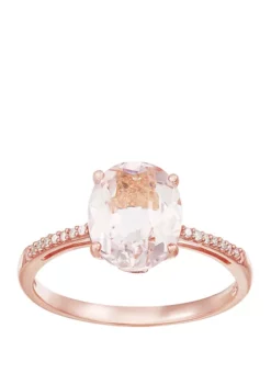 Discount 🔥 2.4 ct. t.w. Morganite and 1/10 ct. t.w. Diamond Ring in 10K Rose Gold by Belk & Co. ⭐