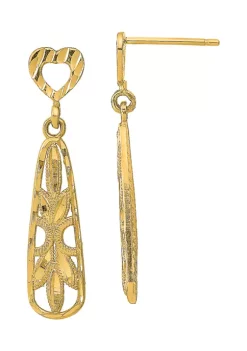 Best Sale 👍 Diamond-Cut Teardrop Heart Dangle Earrings in 14K Yellow Gold by Belk & Co. 😍 -DealsBelk & Co. Store Belk 32743