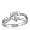 Top 10 🛒 Sterling Silver Aquamarine and Diamond Heart Ring by Belk & Co. 🔔