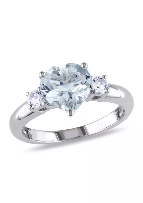 Top 10 โจ Aquamarine and Created White Sapphire Heart Ring in Sterling Silver by Belk & Co. ๐ 1 Top 10 โจ Aquamarine and Created White Sapphire Heart Ring in Sterling Silver by Belk & Co. ๐