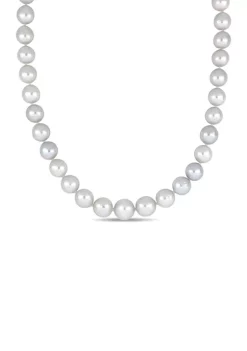 Budget 🌟 9-11 MM Graduated South Sea Pearl Strand with 14kT White Gold Matte Diamond Ball Clasp by Belk & Co. ⭐