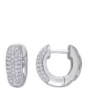 Discount 🤩 1/2 ct. tw. Diamond Cluster Cuff Hoop Earrings in 14K White Gold by Belk & Co. ⭐