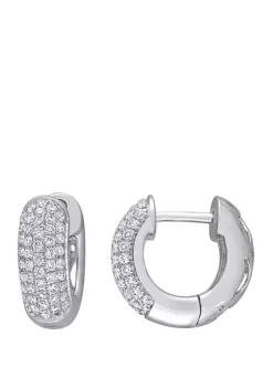 Discount 🤩 1/2 ct. tw. Diamond Cluster Cuff Hoop Earrings in 14K White Gold by Belk & Co. ⭐