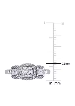 Discount 💯 1 ct. t.w. Diamond Princess Cut 3-Stone Halo Engagement Ring in 10k White Gold by Belk & Co. 👏 -DealsBelk & Co. Store Belk 32797