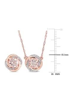 Deals 😀 2.5 ct. t.w. Morganite and 1/5 ct. t.w. Diamond Swirl Halo Necklace and Stud Earrings Set in 10K Rose Gold by Belk & Co. 🤩 -DealsBelk & Co. Store Belk 32807