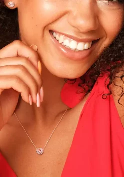 Deals 😀 2.5 ct. t.w. Morganite and 1/5 ct. t.w. Diamond Swirl Halo Necklace and Stud Earrings Set in 10K Rose Gold by Belk & Co. 🤩 -DealsBelk & Co. Store Belk 32808