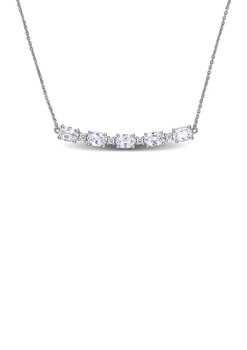 New ✨ 3 ct. t.w. White Sapphire and 1/7 ct. t.w. Diamond Bar Necklace in 14K White Gold by Belk & Co. 😉 1 New ✨ 3 ct. t.w. White Sapphire and 1/7 ct. t.w. Diamond Bar Necklace in 14K White Gold by Belk & Co. 😉