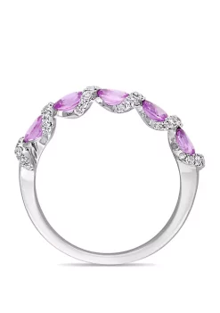 Outlet ✨ 1 ct. t.w. Oval Light Pink Sapphire and 1/4 ct. t.w. Diamond Ribbon Ring in 14k White Gold by Belk & Co. 🧨 -DealsBelk & Co. Store Belk 32822