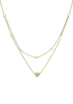 Best Sale 💯 1/8 ct. t.w. Diamond Layered Heart Necklace in 14K Yellow Gold by Belk & Co. 🧨 -DealsBelk & Co. Store Belk 32827