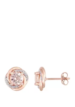 Best Sale 😍 Morganite and 1/7 ct. t.w. Diamond Swirl Stud Earrings by Belk & Co. ⭐ -DealsBelk & Co. Store Belk 32830