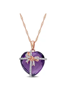Flash Sale 🌟 12 ct. t.g.w. Amethyst and 1/8 ct. t.w. Diamond Heart Pendant with Chain in 10K Rose Gold by Belk & Co. ⌛
