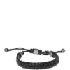 Outlet 🔥 Stainless Steel Braided Black Leather Bracelet with Drawstring by Belk & Co. ✨