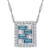 Budget 🎁 2.14 ct. t.w. Blue and White Topaz Brick Mosaic Pendant with Chain in 10K White Gold by Belk & Co. ✔️