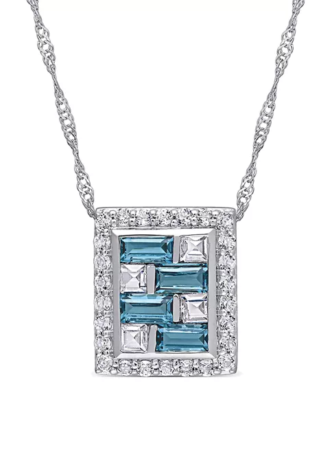 Budget ๐ 2.14 ct. t.w. Blue and White Topaz Brick Mosaic Pendant with Chain in 10K White Gold by Belk & Co. โ๏ธ 4 Budget ๐ 2.14 ct. t.w. Blue and White Topaz Brick Mosaic Pendant with Chain in 10K White Gold by Belk & Co. โ๏ธ - Image 4
