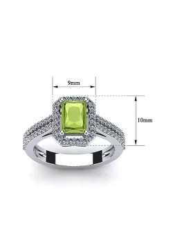 Best Pirce 🌟 1 1/2cttw Octagon Shape Peridot and Halo Diamond Ring In Sterling Silver by Belk & Co. 🔔 -DealsBelk & Co. Store Belk 32866