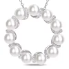 Coupon ✔️ Cultured Freshwater Pearl and 1/5 ct. t.w. Diamond Circle Pendant with Chain in Sterling Silver by Belk & Co. ✨