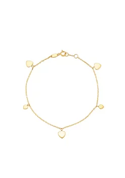 Wholesale 👏 14K Yellow Gold Dangle Heart Bracelet by Belk & Co. 🥰