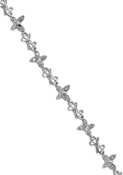 Promo 🎁 1/8 ct. t.w. Diamond Butterfly and Bows Bracelet in Rhodium Plated Sterling Silver by Belk & Co. 🔥 -DealsBelk & Co. Store Belk 32894