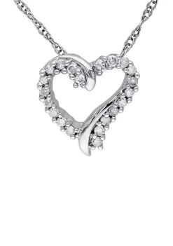 Deals 🎉 1/10 ct. t.w. Diamond Heart Pendant with Chain in 10k White Gold by Belk & Co. 🥰