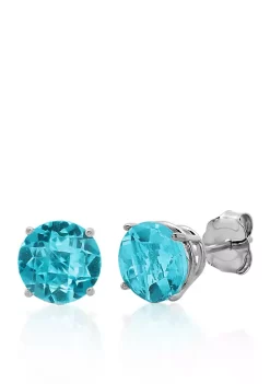 Wholesale 💯 10k White Gold Blue Topaz Stud Earrings by Belk & Co. 🛒
