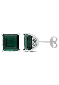 Best Sale 😍 Lab Created 5.1 CT TGW Created Emerald Earrings Silver by Belk & Co. ✔️ -DealsBelk & Co. Store Belk 32906