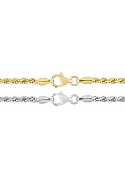 Cheapest 🔔 2.2MM Rope Chain Necklace Set 18"ch 18k Yellow Gold Plated and 16"ch White Sterling Silver by Belk & Co. 😍 -DealsBelk & Co. Store Belk 32931