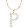 Cheap 🤩 3.5-4 mm Cultured Freshwater Pearl "P" Initial Pendant with Chain in Yellow Plated Sterling Silver by Belk & Co. 🌟