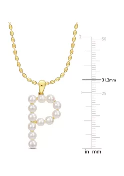Cheap 🤩 3.5-4 mm Cultured Freshwater Pearl "P" Initial Pendant with Chain in Yellow Plated Sterling Silver by Belk & Co. 🌟 -DealsBelk & Co. Store Belk 32936