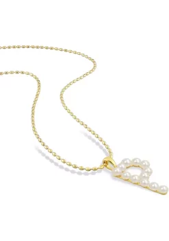 Cheap 🤩 3.5-4 mm Cultured Freshwater Pearl "P" Initial Pendant with Chain in Yellow Plated Sterling Silver by Belk & Co. 🌟 -DealsBelk & Co. Store Belk 32937