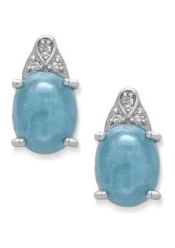 Buy 🎉 Milky Aquamarine and Diamond Accent Earrings in Sterling Silver by Belk & Co. ❤️ -DealsBelk & Co. Store Belk 32942