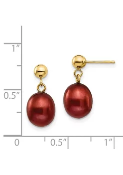 Cheap 🤩 14K Yellow Gold 8-9mm Brown Freshwater Cultured Pearl Dangle Post Earrings by Belk & Co. 😍 -DealsBelk & Co. Store Belk 32946